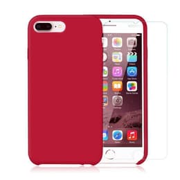 Skal iPhone 7 Plus/8 Plus och 2 st skärmskydd - Silikon - Röd