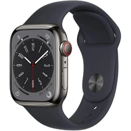 Apple Watch (Series 8) 2022 GPS + Mobilnät 41 - Rostfritt stål Grå - Sportband Grå