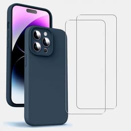 Skal iPhone 14 Pro och 2 st skärmskydd - TPU - Blå