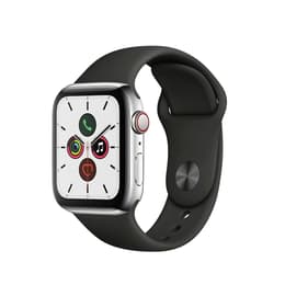 Apple Watch (Series 5) 2019 GPS + Mobilnät 44 - Titan Silver - Sportband Svart