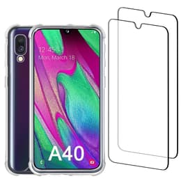 Skal Galaxy A40 och 2 st skärmskydd - Återvunnen plast - Genomskinlig