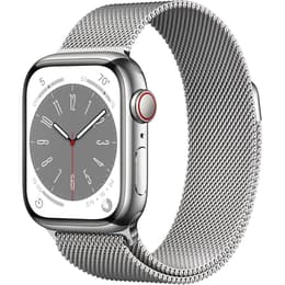 Apple Watch Series 8 (2022) GPS + Mobilnät 41 mm - Rostfritt stål Silver - Milanese loop Grå