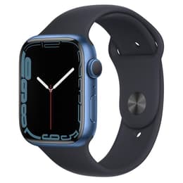 Apple Watch (Series 7) 2021 GPS + Mobilnät 45 - Aluminium Blå - Sportband Svart