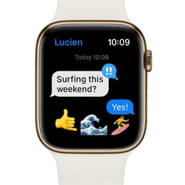 Apple Watch Series 7 (2021) GPS + Mobilnät 41 mm - Rostfritt stål Guld - Sportband Stjärnglans