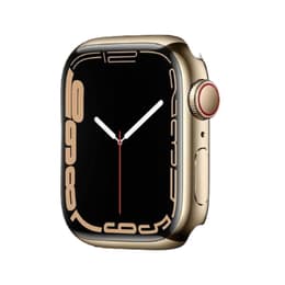 Apple Watch Series 7 (2021) GPS + Mobilnät 41 mm - Rostfritt stål Guld - Sportband Stjärnglans