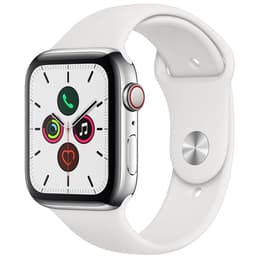 Apple Watch (Series 5) 2019 GPS + Mobilnät 40 - Rostfritt stål Silver - Sportband Vit