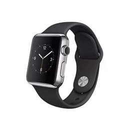 Apple Watch (Series 2) 2016 GPS 42 - Rostfritt stål Silver - Sportband Svart