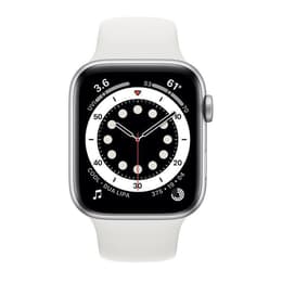 Apple Watch (Series 6) 2020 GPS + Mobilnät 44 - Rostfritt stål Silver - Sport loop Vit