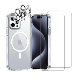 Skal iPhone 15 Pro Max och 2 st skärmskydd - TPU - Genomskinlig