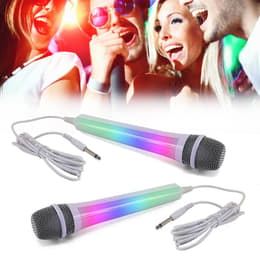 Pack Karaoké 2 Microphones filaires dynamiques - White - Effet lumineux Disco - MR ENTERTAINER G158BG Audio-tillbehör