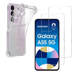 Skal Galaxy A55 5G och 2 st skärmskydd - TPU - Genomskinlig