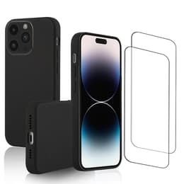 Skal iPhone 14 Pro Max och 2 st skärmskydd - Silikon - Svart