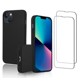 Skal iPhone 14 och 2 st skärmskydd - Silikon - Svart