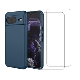 Skal Google Pixel 8 och 2 st skärmskydd - Silikon - Blå