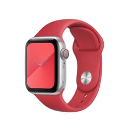 Apple Watch (Series 5) 2019 GPS + Mobilnät 40 - Aluminium Silver - Sport-loop Röd