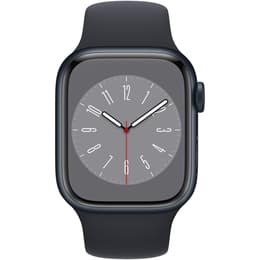 Apple Watch (Series 8) 2022 GPS + Mobilnät 45 - Rostfritt stål Svart - Sportband Svart