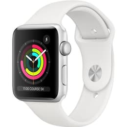 Apple Watch (Series 3) 2017 GPS + Mobilnät 42 - Rostfritt stål Silver - Sportband Vit