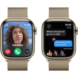 Apple Watch Series 9 (2023) GPS + Mobilnät 45 mm - Rostfritt stål Guld