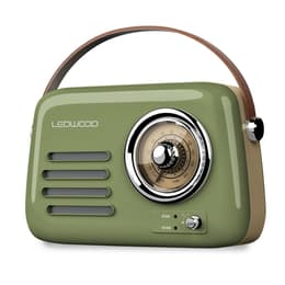 Radio Rétro portable Ledwood ALMA, FM, Bluetooth Entrée USB, Puissance 3W - Batterie 3,7V-1500mAh - Retro Vintage - Vert Olive Radio