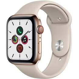 Apple Watch (Series 4) 2018 GPS + Mobilnät 44 - Rostfritt stål Guld - Sport-loop Grå sand