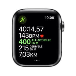 Apple Watch (Series 5) 2019 GPS + Mobilnät 44 - Aluminium Grå utrymme - Sportband Svart