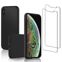Skal iPhone XS Max och 2 st skärmskydd - Silikon - Svart