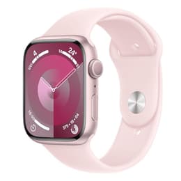 Apple Watch Series 9 (2023) GPS + Mobilnät 45 mm - Aluminium Rosa - Sportband Vit
