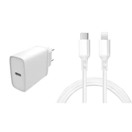 Kabel och vägg (USB-C + Lightning) 20W - WTK