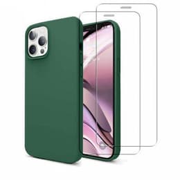 Skal iPhone 12/iPhone 12 Pro och 2 st skärmskydd - Silikon - Grön