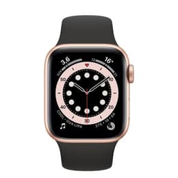Apple Watch (Series 4) 2018 GPS + Mobilnät 44 - Rostfritt stål Guld - Sportband Svart