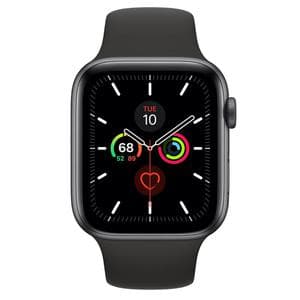 Apple Watch (Series 5) GPS + Mobilnät 44 - Aluminium Grå utrymme - Sportband Svart