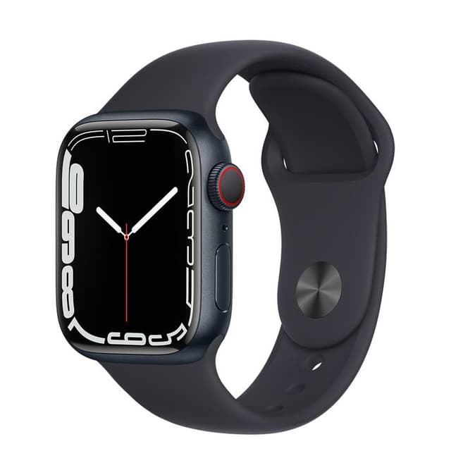 Apple Watch (Series 7) GPS 41 - Aluminium Midnatt - Sportband Svart