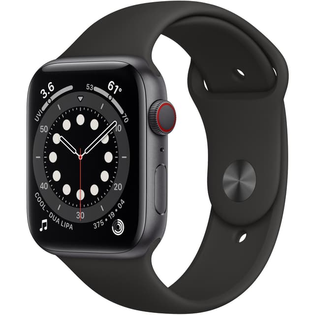 Apple Watch (Series 6) September 2020 44 - Aluminium Grå utrymme - Sport-loop Svart